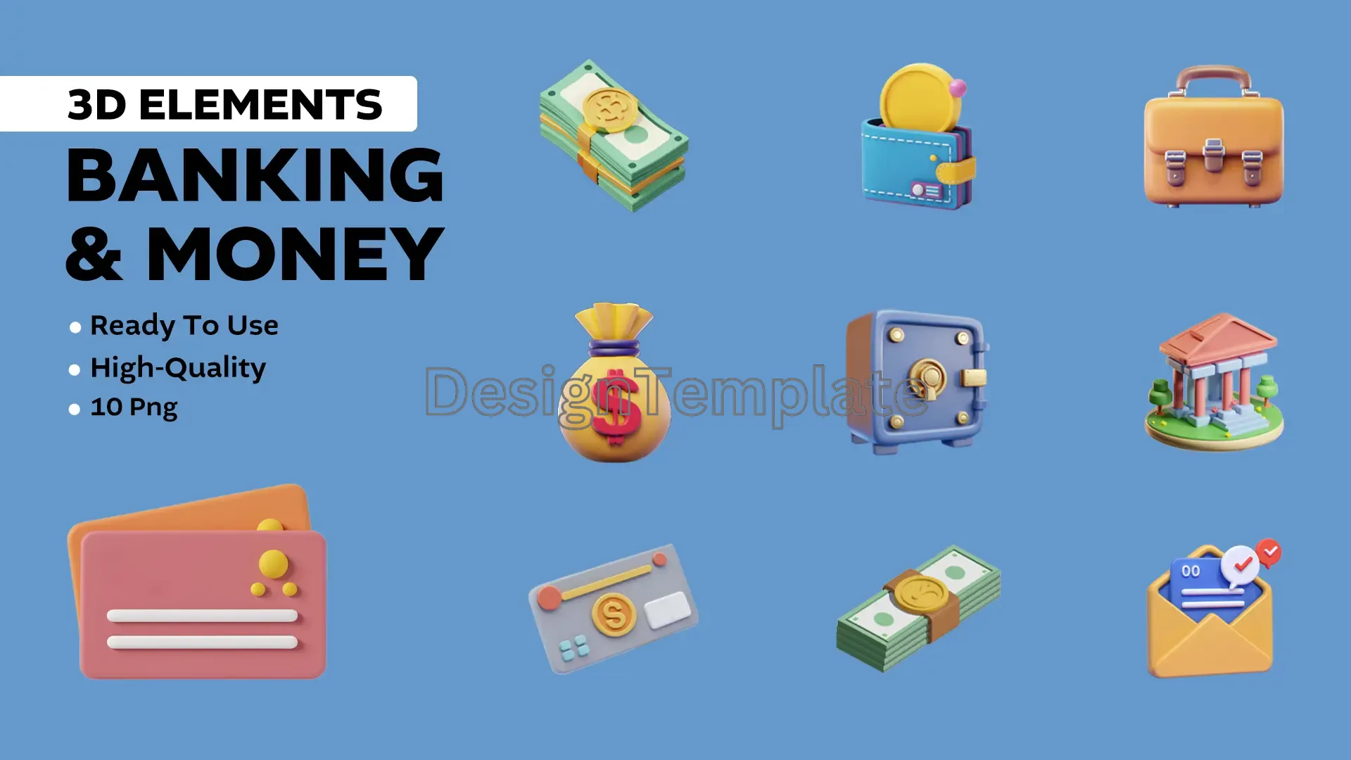 Cash and Coins Vibrant Money Icon 3D Set